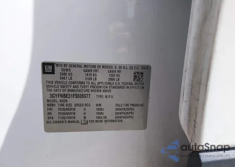 2015 Cadillac Srx Luxury Collection z USA, uszkodzony, nr VIN 3GYFNBE31FS606977